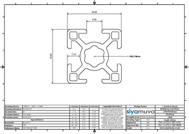 ALUMINIUM EXTRUSION / PROFILE - 30 X 30 - 12 BORE