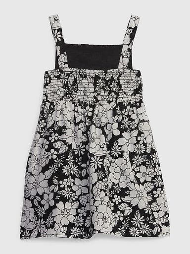 Floral Smocked Dress in black