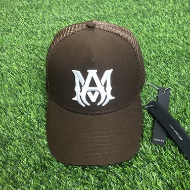 AMIRI CURVED PEAK BROWN LOGO