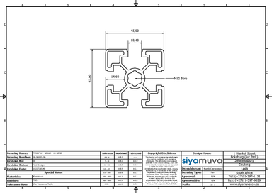 ALUMINIUM EXTRUSION / PROFILE - 45 x 45 - 12 BORE