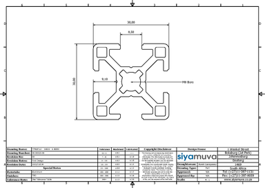 ALUMINIUM EXTRUSION / PROFILE - 30 X 30 - 8 BORE