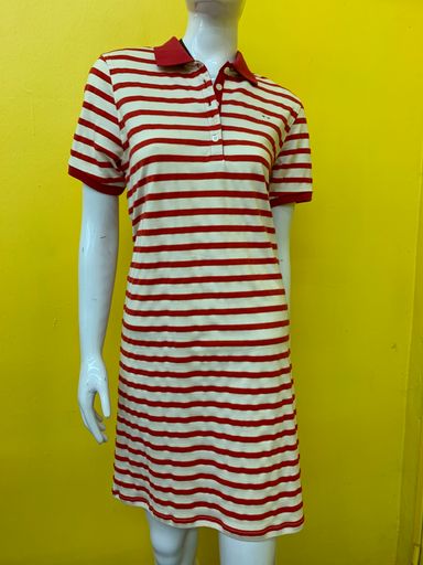 Ladies Polo Dress (Red Stripe)