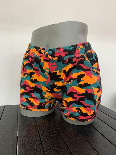 Ladies Printed Knit Shorts Orange Camo