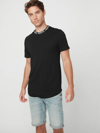 GUESS Black Neck Logo T-Shirt