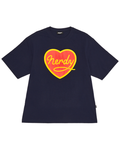 Nerdy Cursive Heart - Navy Blue