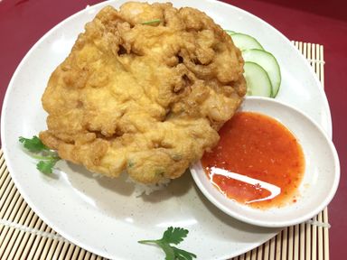 Thai Style Crispy Prawn Omelette Rice