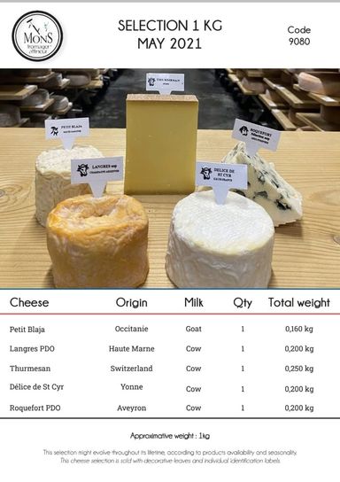 Mons Cheese Selection 1kg (Meilleur ouvrier de France)