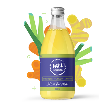 Wild Boocha LemonGrass Ginger Turmeric Kombucha - 300 ML