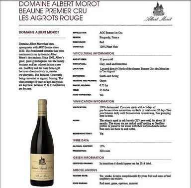 ALBERT MOROT BURGUNDY BEAUNE 1'ER CRU LES AIGROTS OLD-&-RARE VINTAGE 2006 RED (FRANCE)