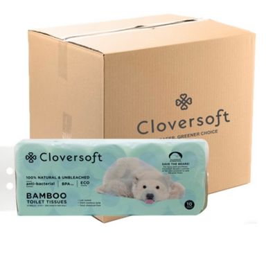 CloverSoft Unbleached Bamboo Toilet Tissues 3 Ply (10 x 10 Rolls)