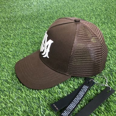 AMIRI CURVED PEAK BROWN LOGO