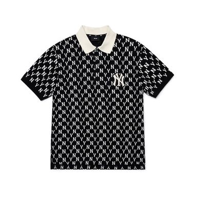 Womans Basic MONOGRAM All-Over Polo T-Shirt NEW YORK YANKEES - C01