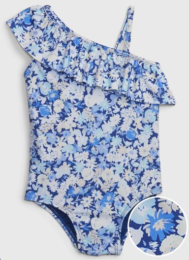 Floral blue Swim one piece