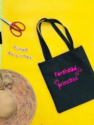 Coloured print tote bag with normal handle