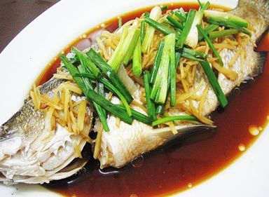 Steam sea bass with soy sauce