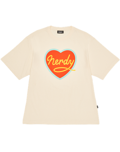 Nerdy Cursive Heart - Cream White