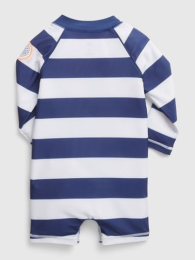 Blue Stripes Rash Guard one piece with Hat