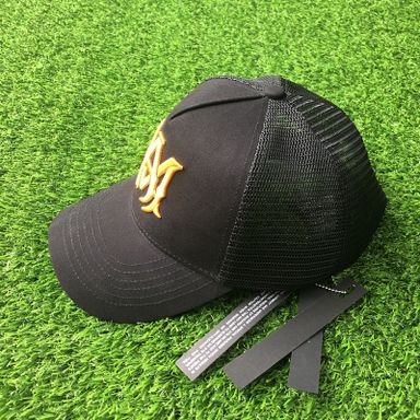 AMIRI CURVED PEAK BLACK AND YELLOW LOGO