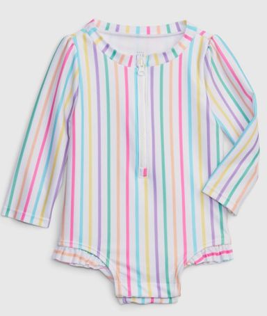 Rainbow Stripes Rash Guard one piece