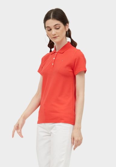 Ladies Polo Tee (Cherry Solid Color)