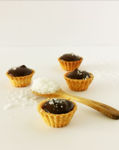 Mini sea salt chocolate tarts 