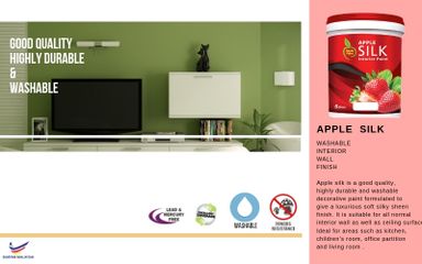 APPLE Silk Washable Interior Wall Finish🎨 1L& 5L Smooth Sheen Paint /Glossy Interior Paint 珍珠漆 (Price onward)