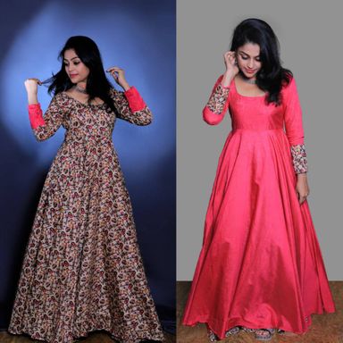 Pink and Sandal Reversible Maxi Dress