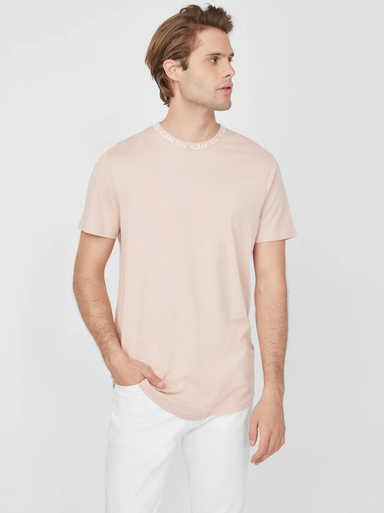 GUESS Beige Neck Logo T-Shirt