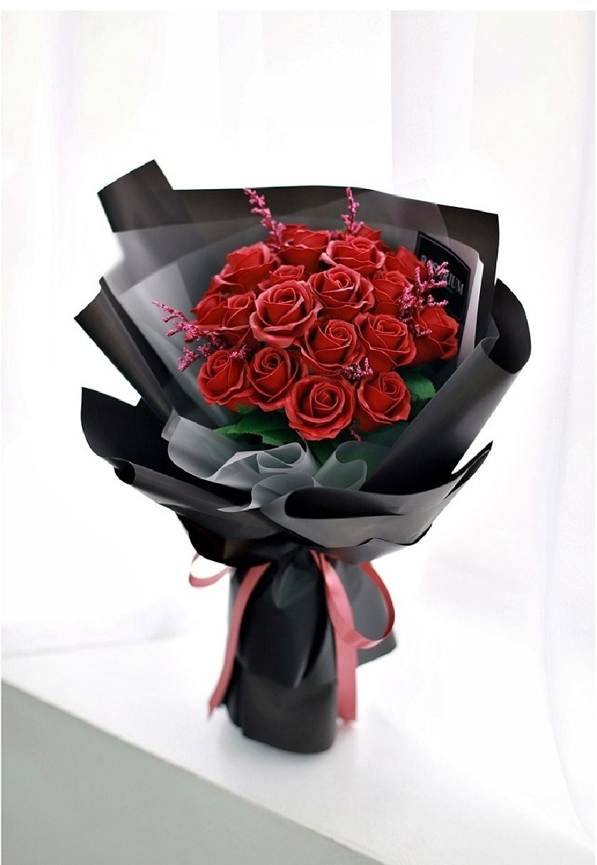 Modern Black, Red Rose (Soap Flower)_0