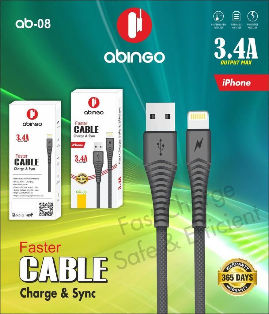 abingo 3.4A iPhone  Faster Charging Cable 🔥