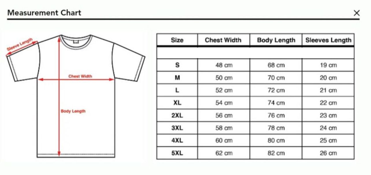 T-Shirt Measurement Chart_0