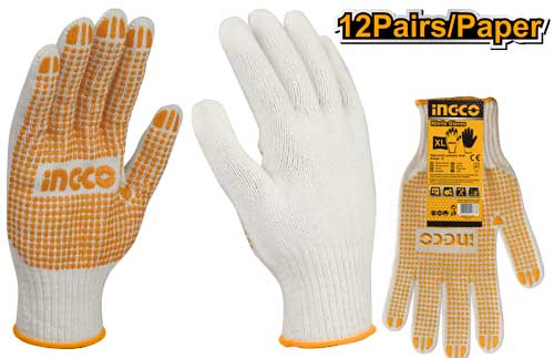 Ingco Gloves - Knitted & PVC dots  