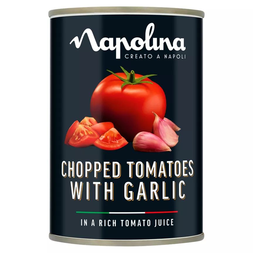 Napolina chopped tomatoes and garlic 400g 31/08/24 no vat a unit