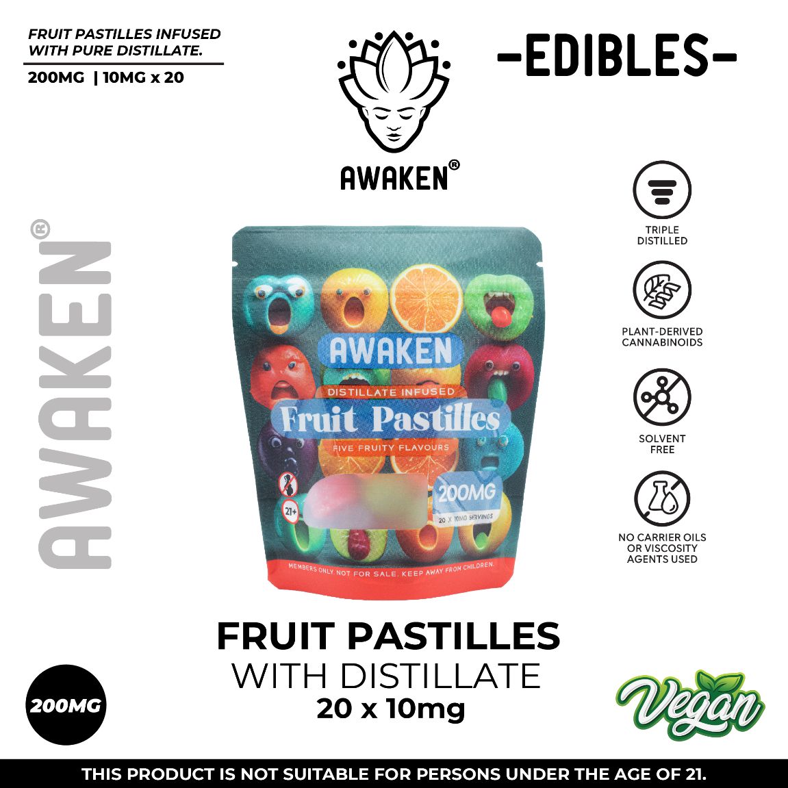 Awaken Fruit Pastilles | 200mg | 20 x 10mg