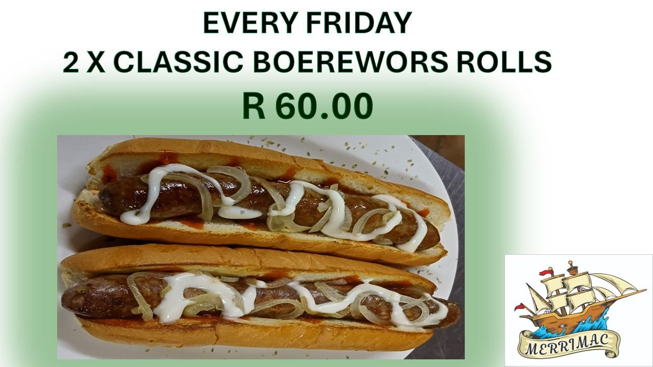 Every Friday 2 X Classic Boerewors Rolls