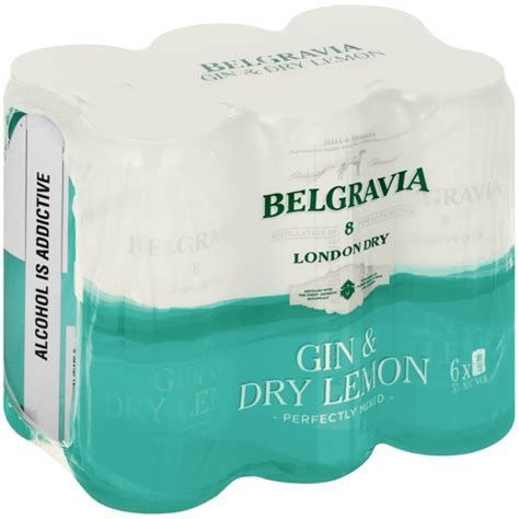 BELGRAVIA GIN AND DRY LEMON 6 PACK 440ML