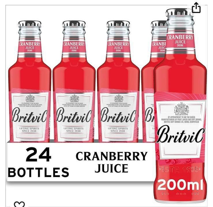 Britvic cranberry juice 24x200ml BBE 30/06/24 