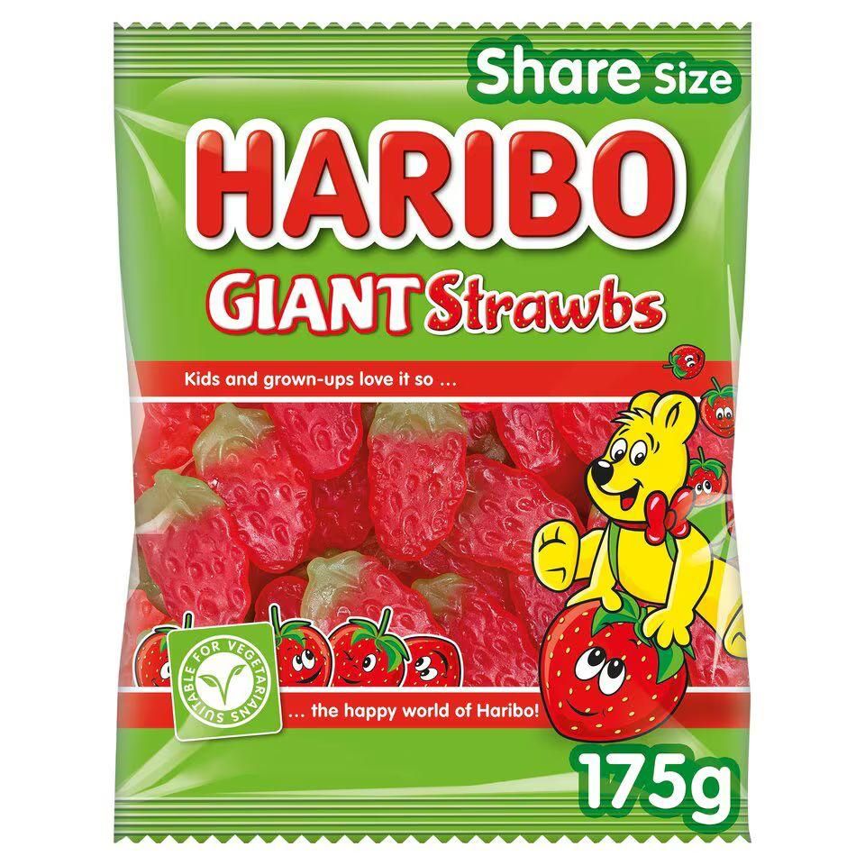 Large 175g haribo giant strawberries 🍓  Dated at least 09/24 could be 2025