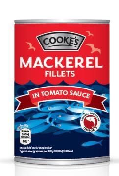 Cooke's Mackerel in Tomato Sauce 425g  Dated 06/06/2026