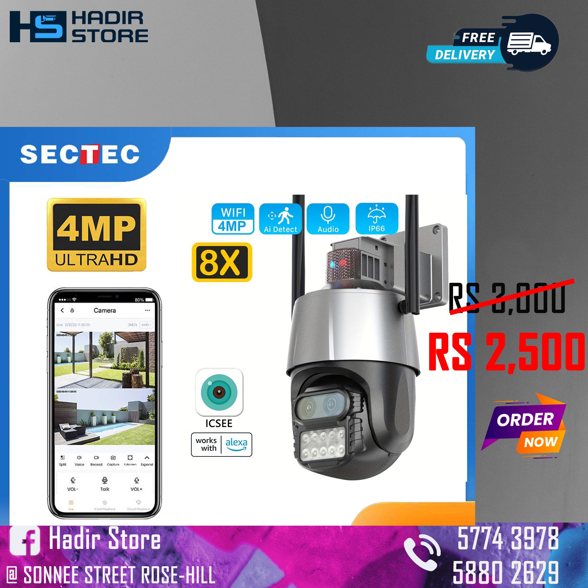 ICSEE WIFI CAMERA 2 LENS 2X4MP