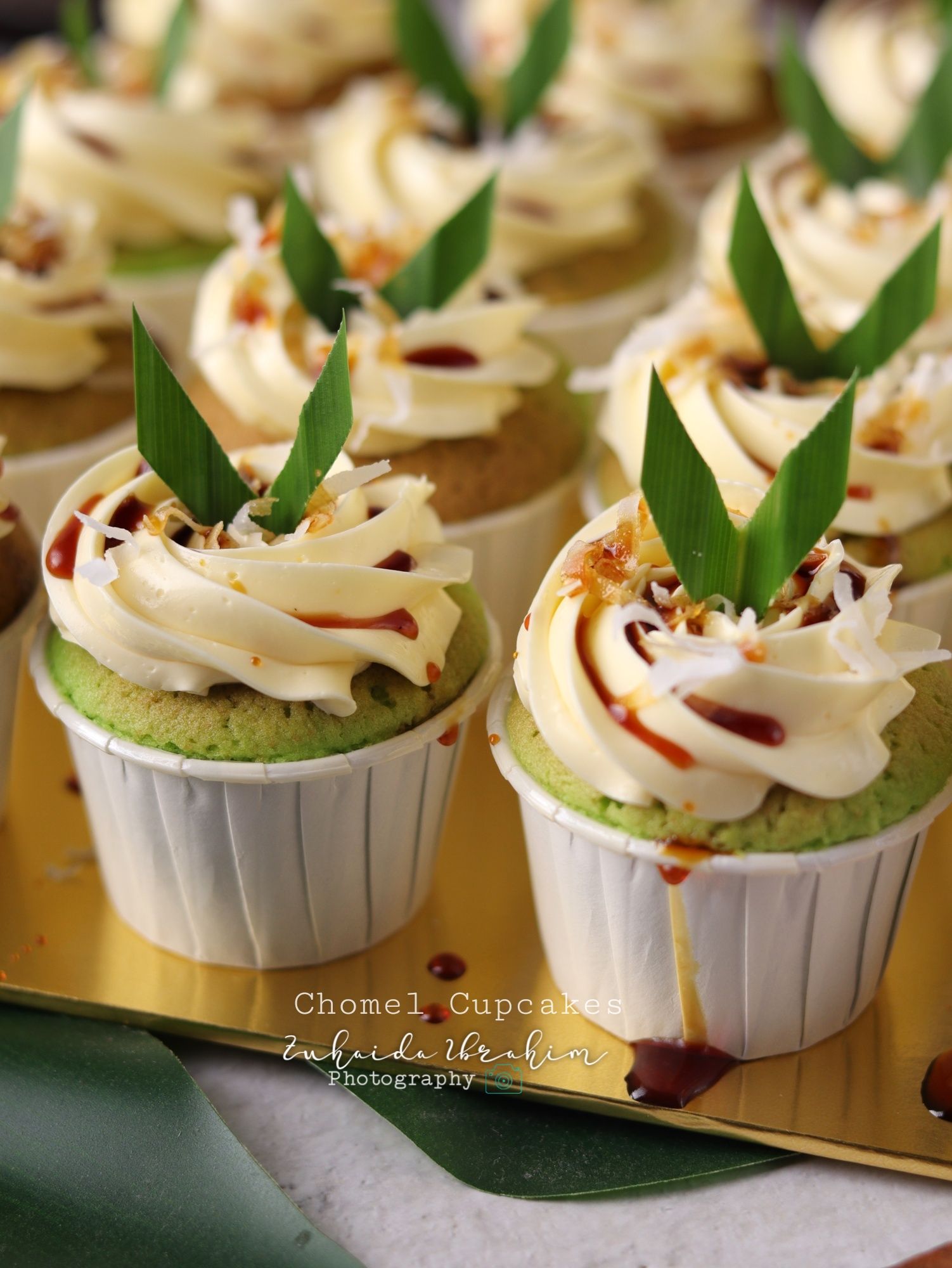 Pandan Gula Melaka Cupcakes with Swiss Meringue Buttercream 