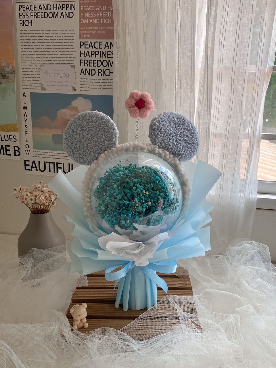 Dried Baby Breath Acrylic Ball Bouquet