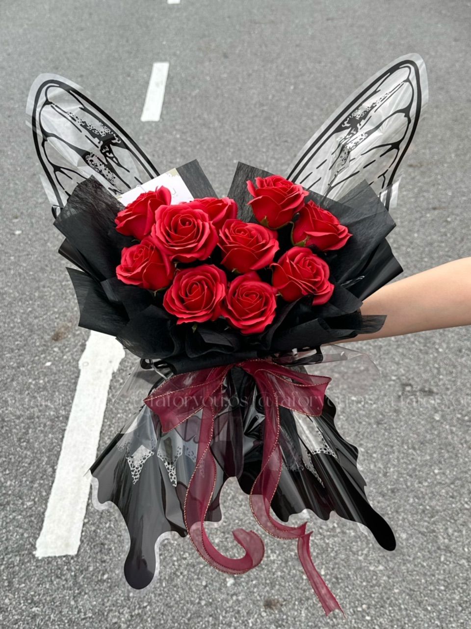 Balck Butterfly Soap Rose Bouquet