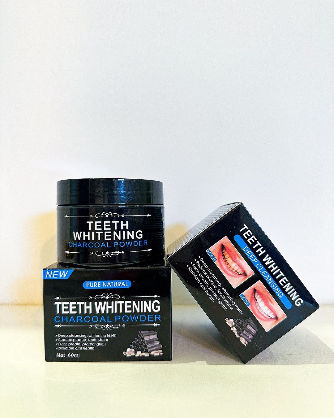 Pure Natural Teeth Whitening Deep Cleansing Charcoal Powder 60ml