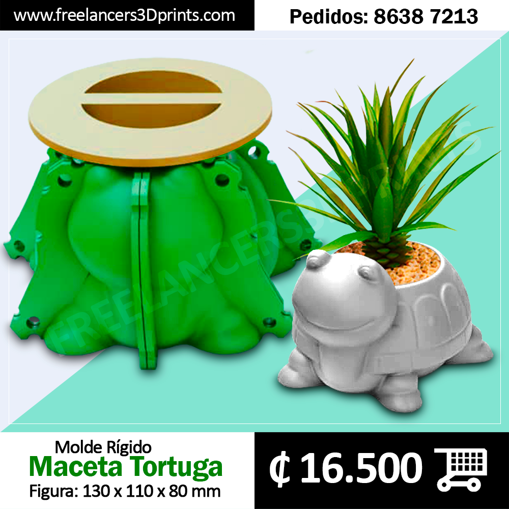 Maceta Tortuga - Molde Plástico de 6 Piezas