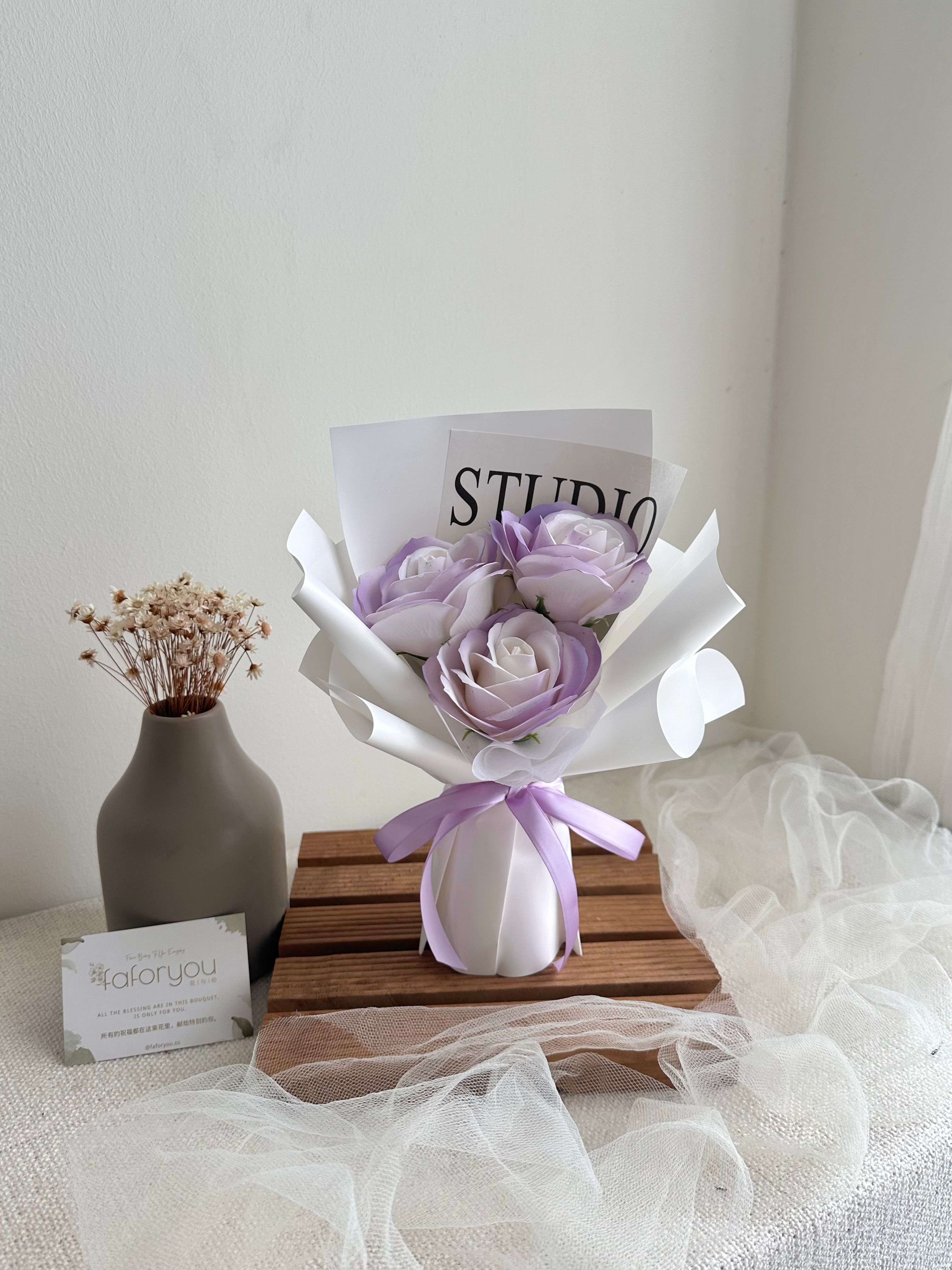 3 Stalk Soap Rose Bouquet 