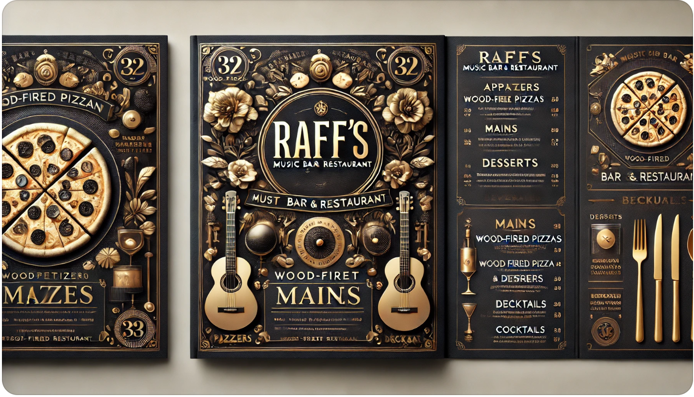 Check out Raffs Music Bar & Restaurant Dine-In Menu