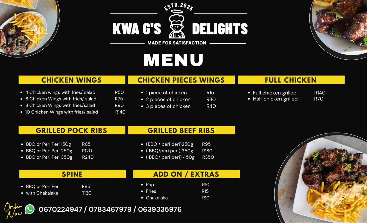 Kwa G's Delights menu _0