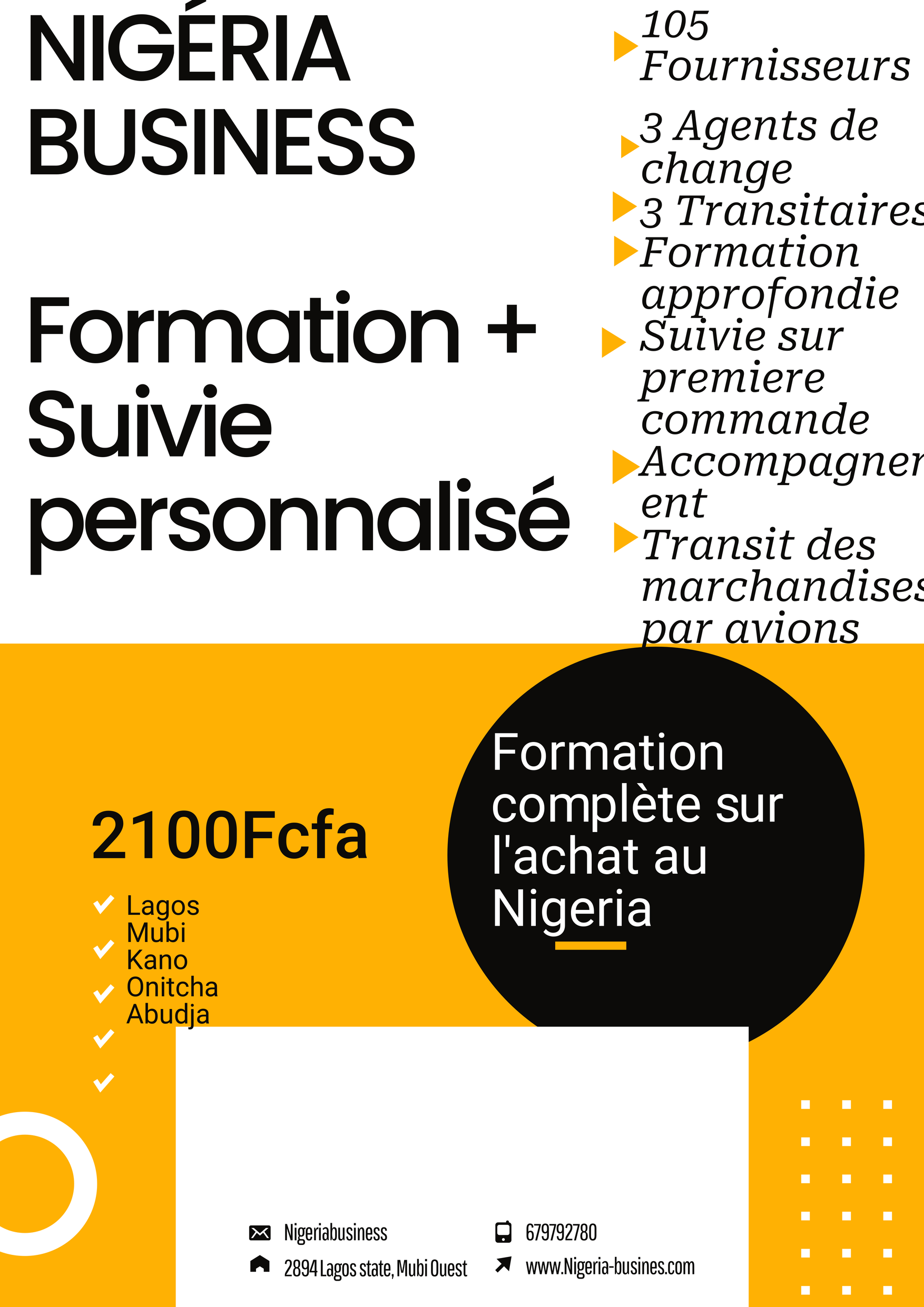 Formation : 2100 CFA 