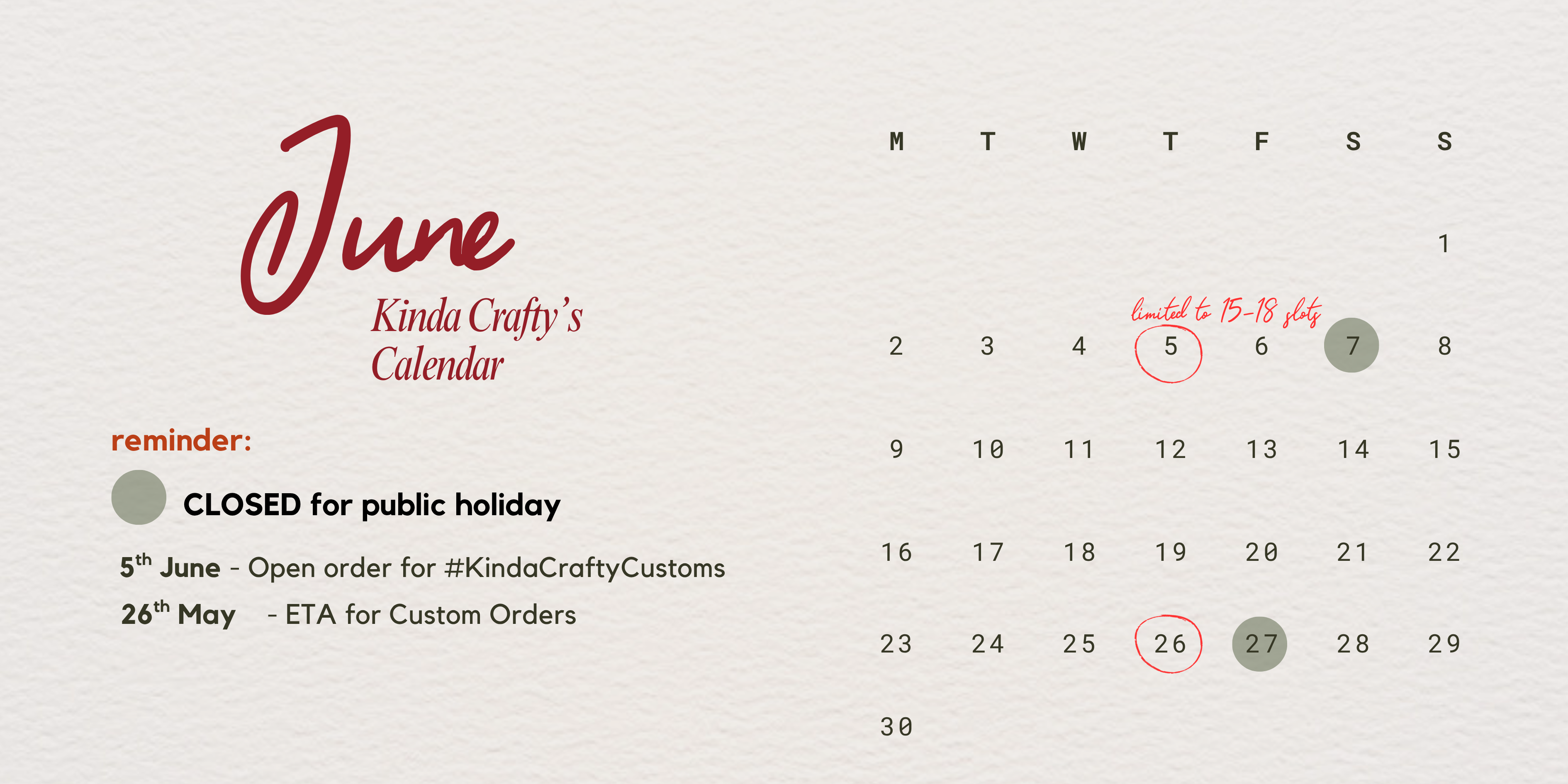 Hey there! Here’s what’s coming up in June at Kinda Crafty_0